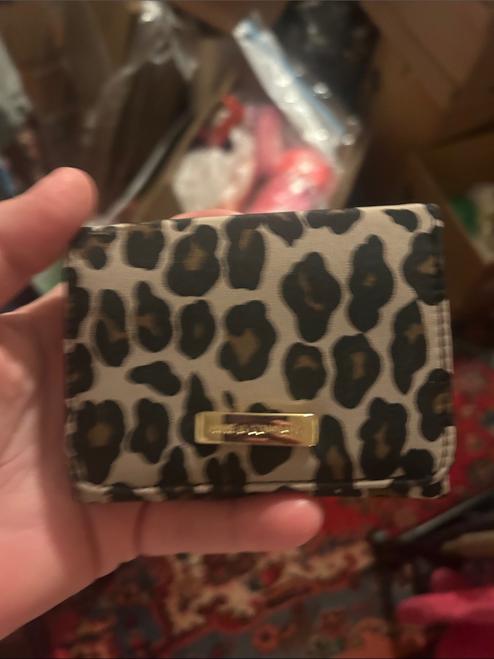 Nine West Leopard Print Card Holder Wallet - Beige, Brown, Black